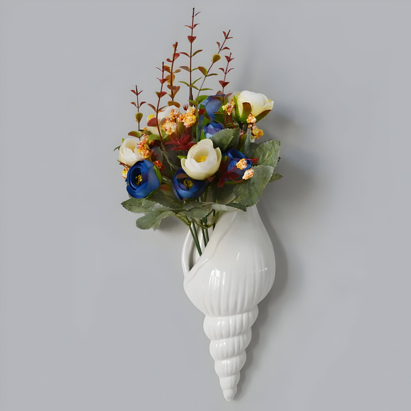 PearlShell Vase - Moderne Weiße Keramik Muschelschale Blumenvase