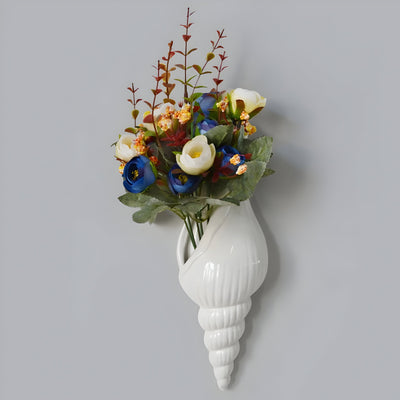 PearlShell Vase - Moderne Weiße Keramik Muschelschale Blumenvase