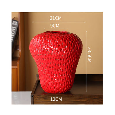 BerryHaven Vase - Keramische Erdbeer Blumenvase