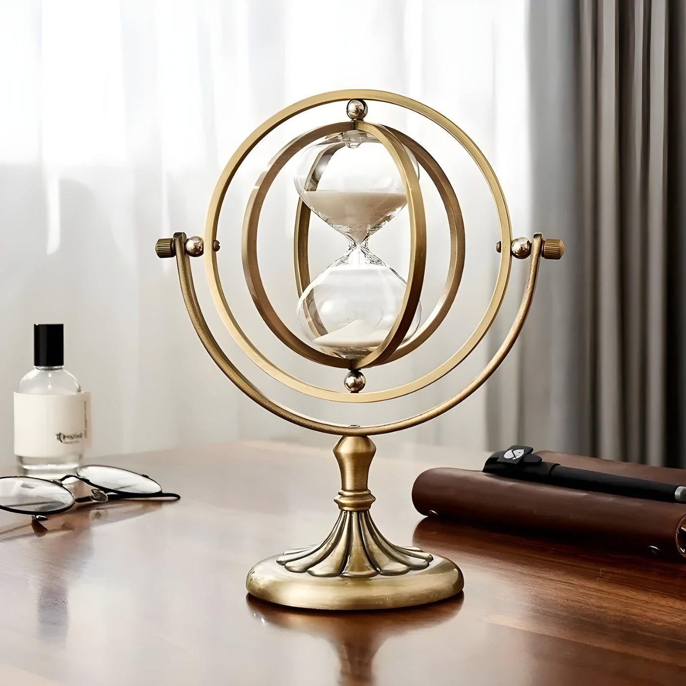 Sanduhr im Globus-Design – Vintage Look, Antikstil für Wohnzimmer oder Büro