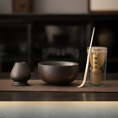 Matcha Tee-Set – 4-teilig mit Bambusbesen | Für traditionelle Teezeremonie