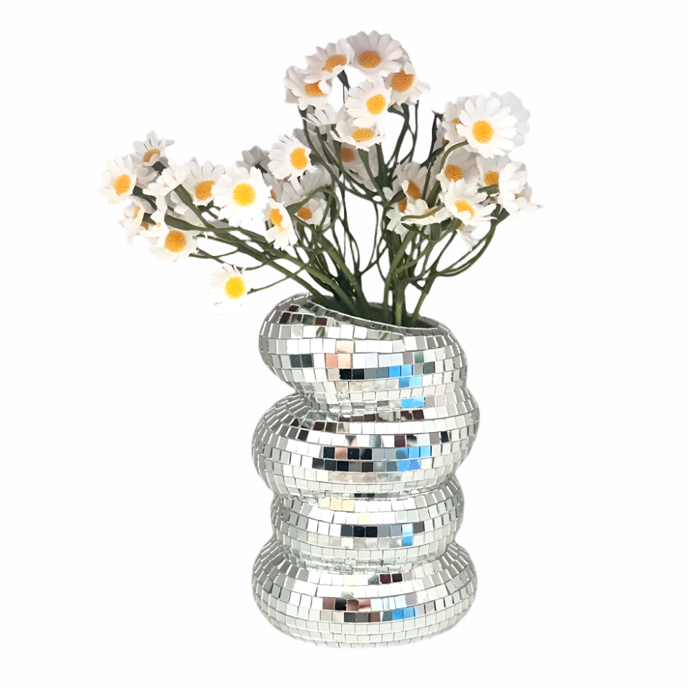 Glasvase mit Mosaik –Moderner Spiegelmosaik aus Glänzender Disco-Kugel-Effekt