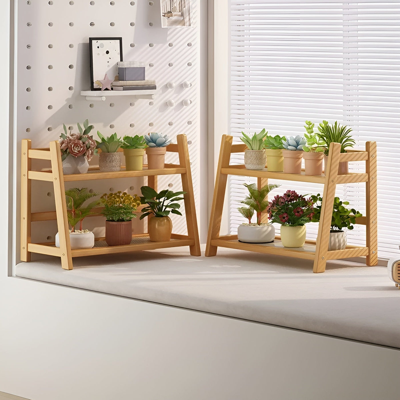 Gewürzregal aus Bambusimitat – 2-stöckiges Küchenregal | Ideal für Arbeitsplatte & Kaffee-Ecke