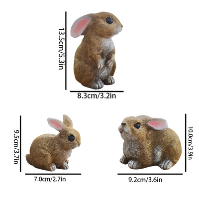 HoppyNest Statue - Dekoratives 3-teiliges Hasen-Gartenstatuen-Set