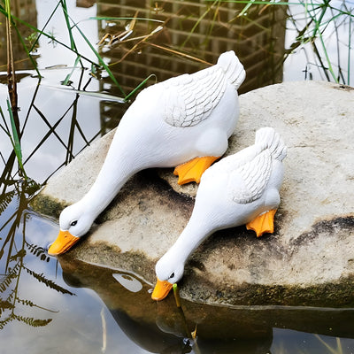 PuddlePals Skulptur – Bauernhaus-Stil Enten- & Gänsefigur