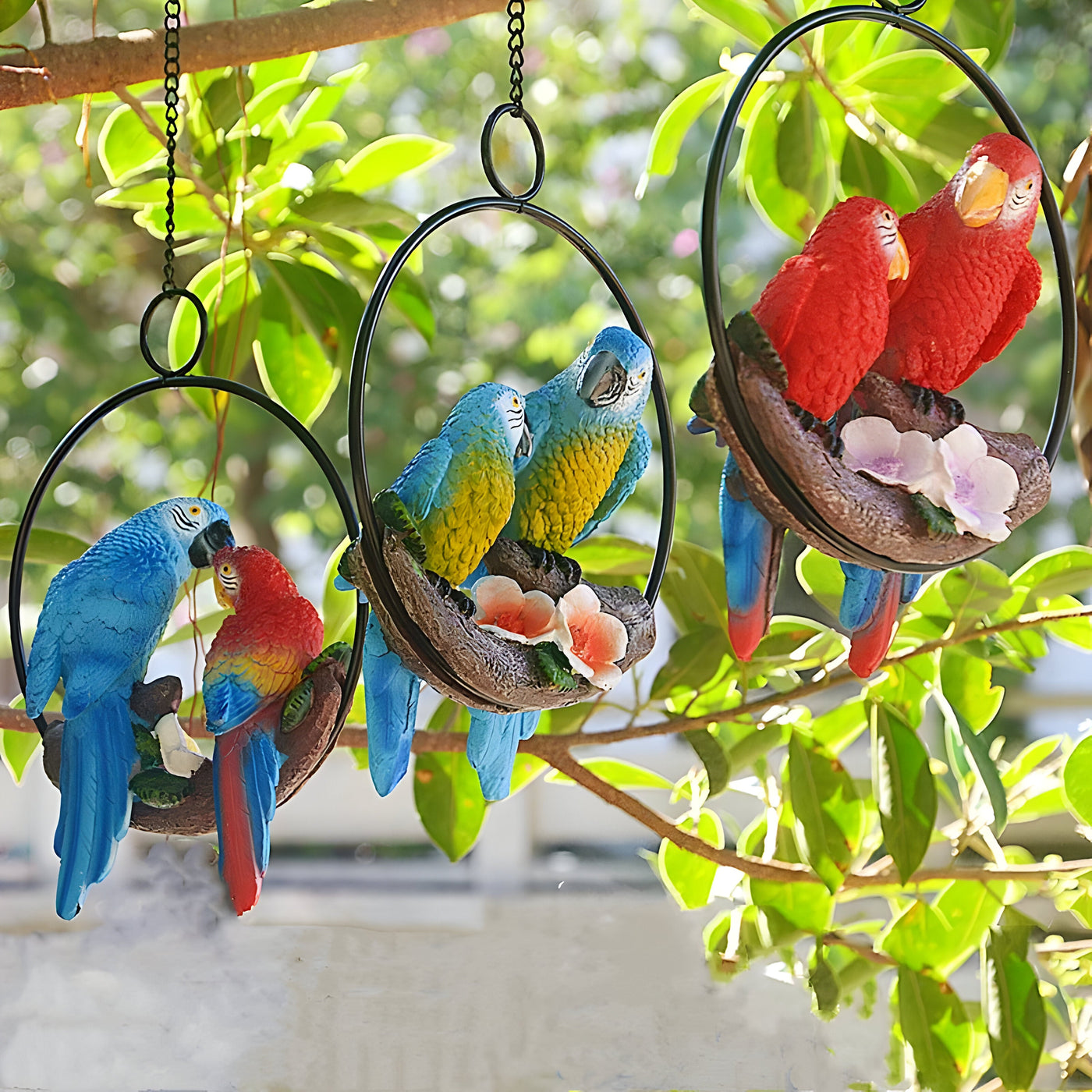 ParrotWhisper Dekor - Dekorative Papagei Baum Statue zum Hängen