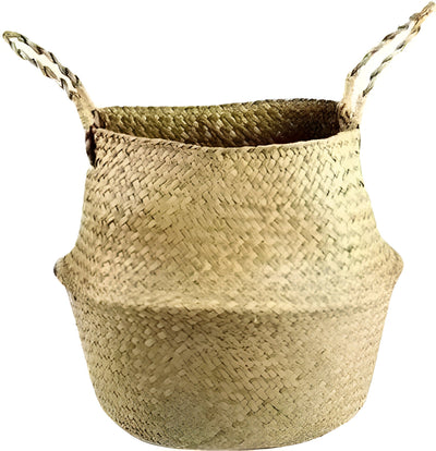 EcoHaven Korb - Faltbarer Handgefertigter Rattan Gewebter Blumenkorb