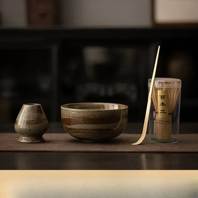 Matcha Tee-Set – 4-teilig mit Bambusbesen | Für traditionelle Teezeremonie