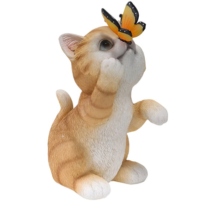 MoonlitPaws Light - Solarbetriebene Kätzchenstatue mit Schmetterlingslicht