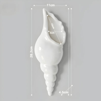 PearlShell Vase - Moderne Weiße Keramik Muschelschale Blumenvase