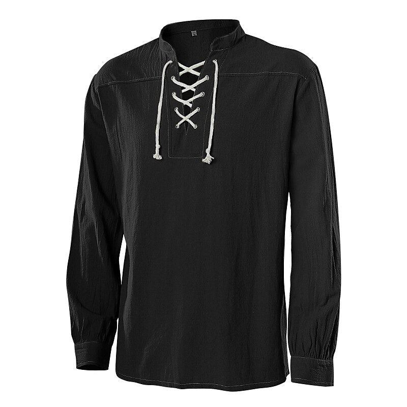 Pirate Style Lace-Up Poet Blouse