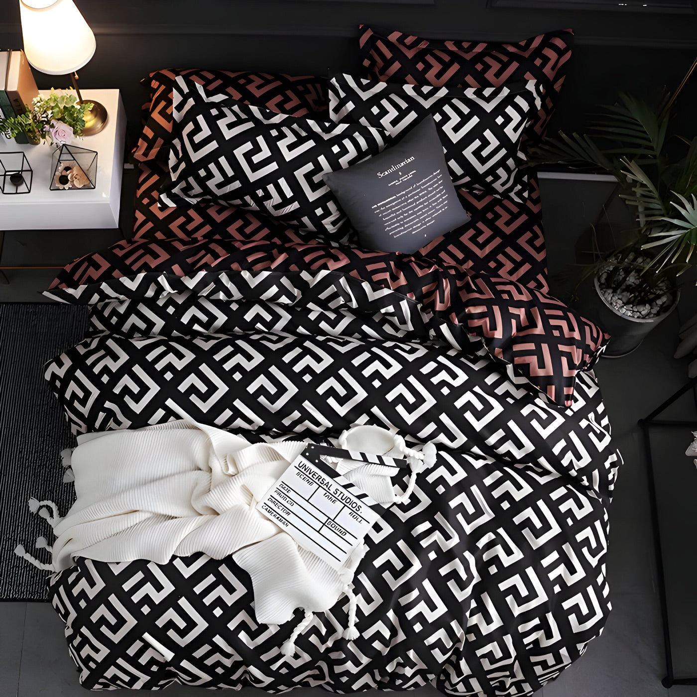 BlackBliss - Modernes Schwarzes Bettbezugs-Set