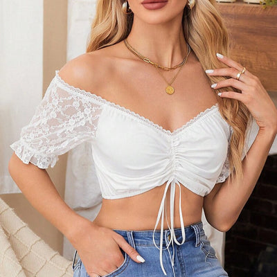 Oktoberfest Traditional Dirndl Blouse with Lace Sleeve