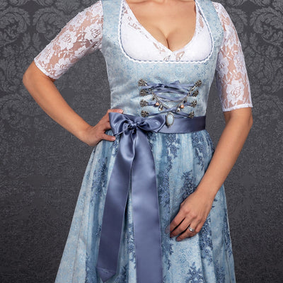 Oktoberfest Elegant Blue Dirndl Dress with Apron