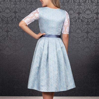 Oktoberfest Elegant Blue Dirndl Dress with Apron