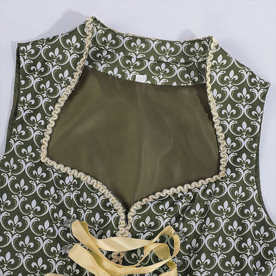 Oktoberfest Green Embroidered Dirndl Dress with Apron