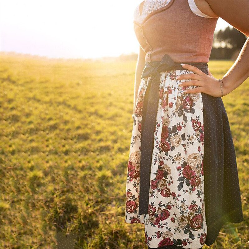 Oktoberfest Women's Pink Dirndl Dress with Polka Dot Apron
