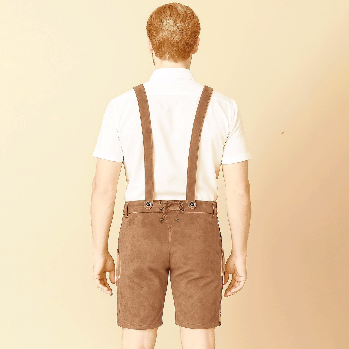 Men's Traditional Bavarian Lederhosen Brown Short