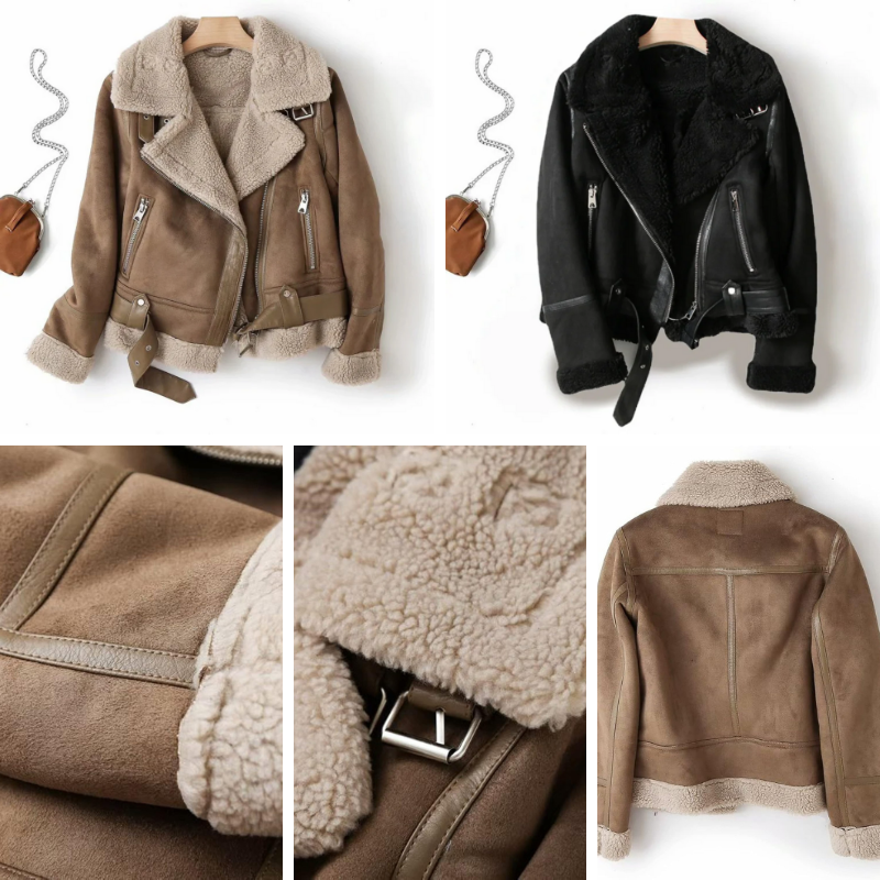 Moderne warme Bikerjacke für Damen | Winter