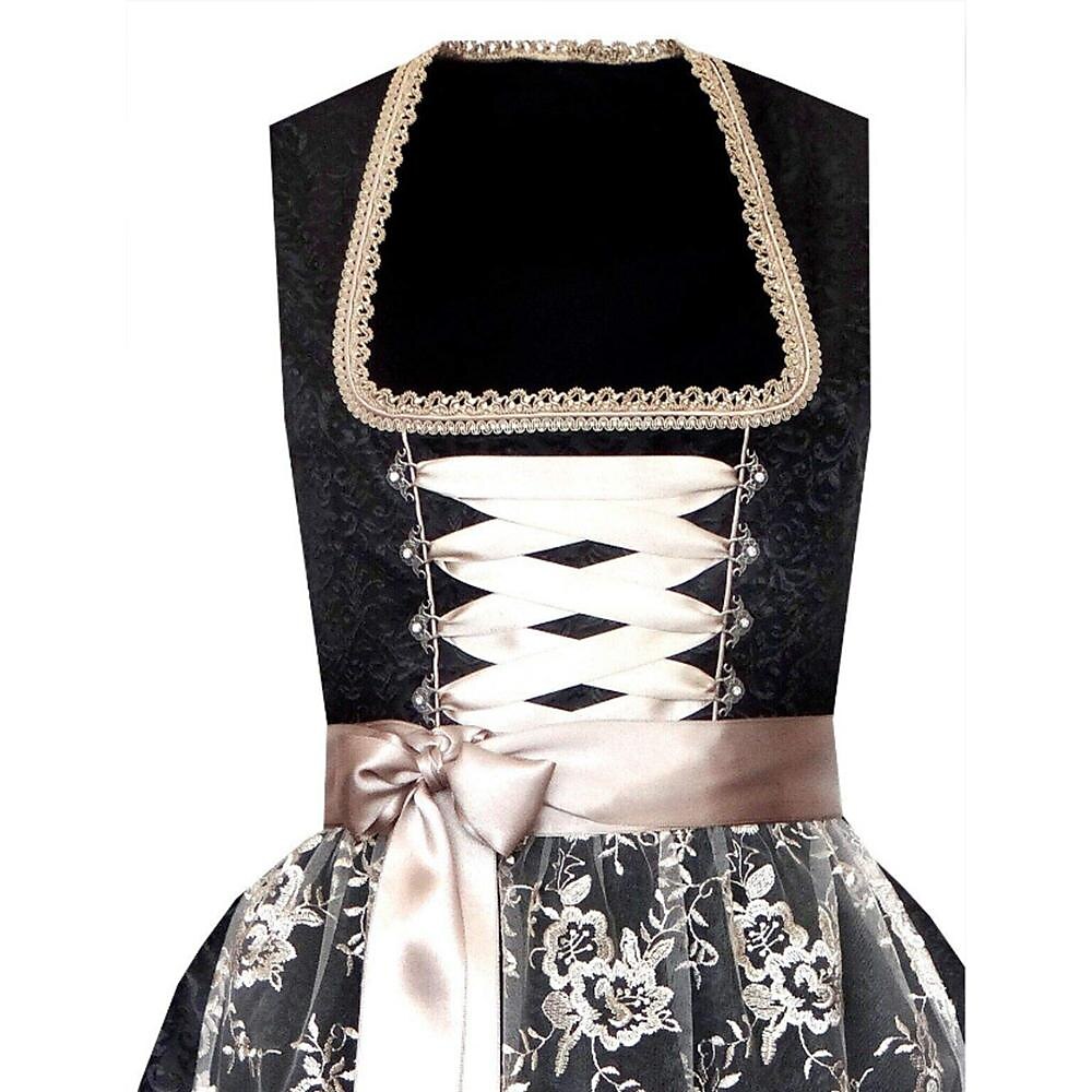 Oktoberfest Black Dirndl with Lace Apron