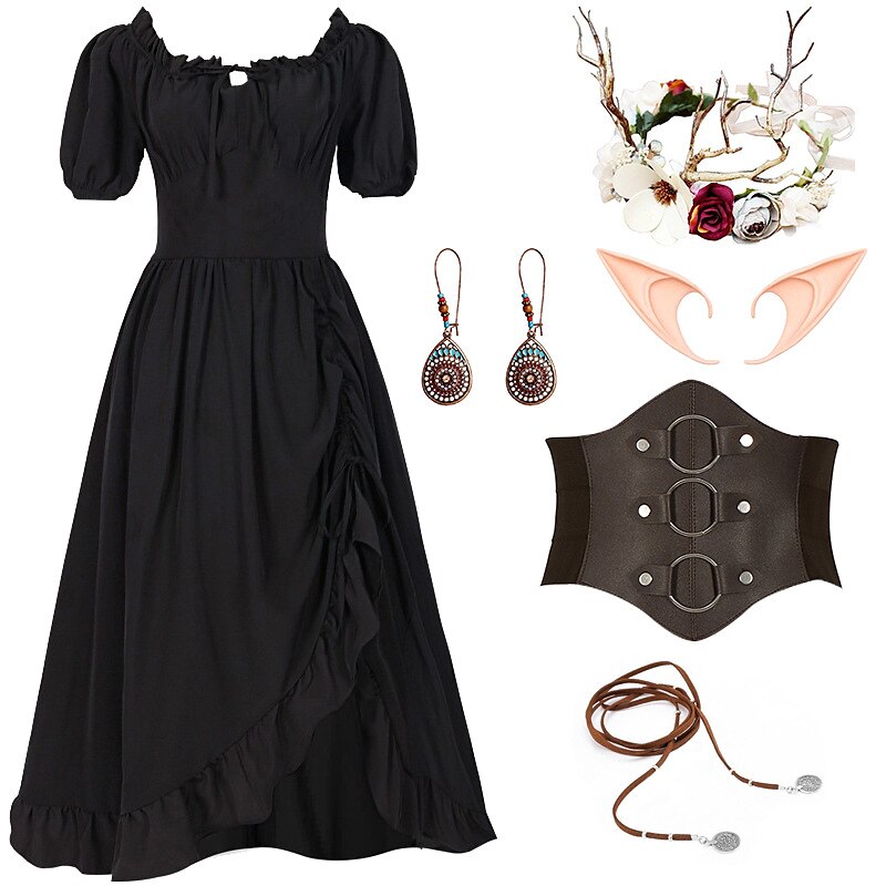 Renaissance Fairy Costume Dress with Corset & ACCs