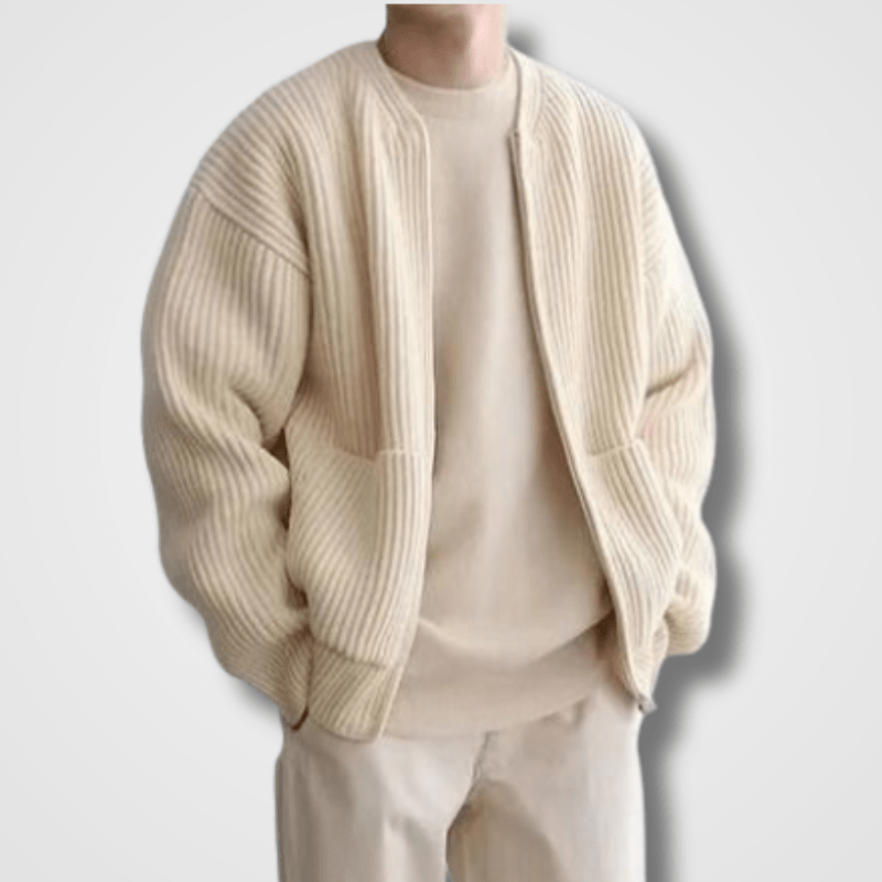 Herren Strick Langarm Warme Strickjacke | Reißverschluss