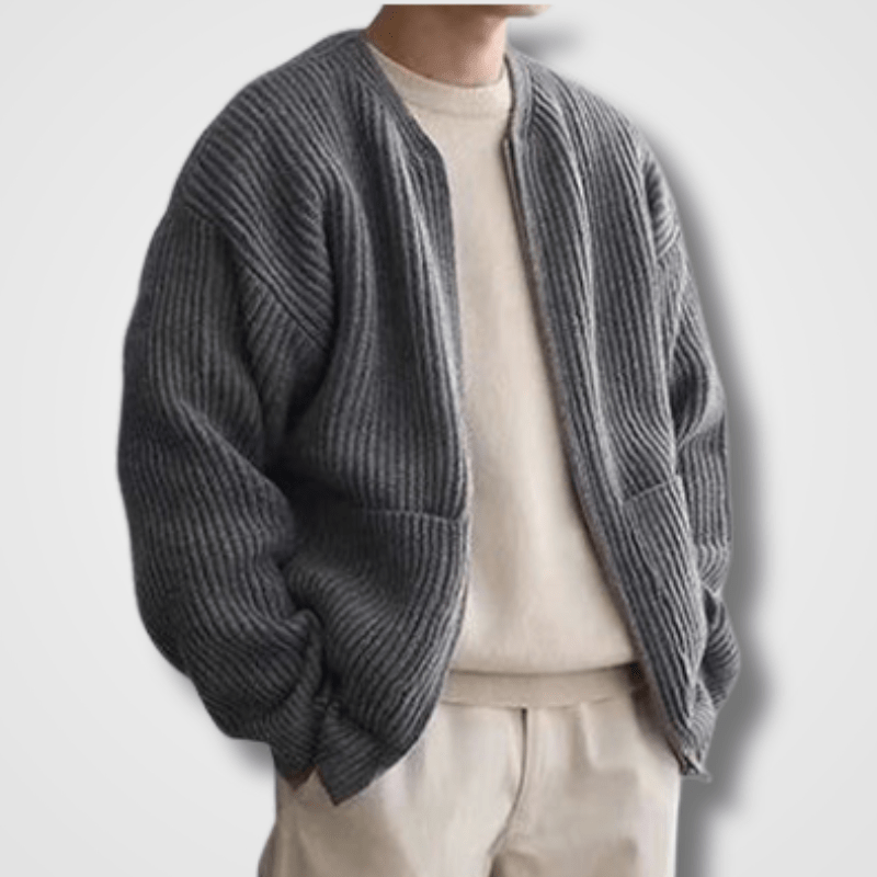 Herren Strick Langarm Warme Strickjacke | Reißverschluss