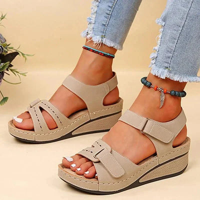 Damen Bequeme Verstellbare Riemen Plattform Sandalen | Offene Zehe