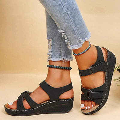 Damen Bequeme Verstellbare Riemen Plattform Sandalen | Offene Zehe