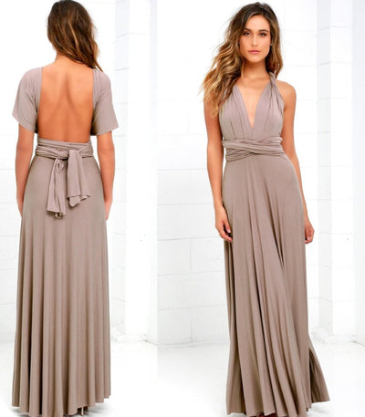 Izzy Maxi-Kleid | Elegantes Sommerkleid mit offenem Rücken und Bindung | Brautjungfernkleid