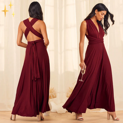 Izzy Maxi-Kleid | Elegantes Sommerkleid mit offenem Rücken und Bindung | Brautjungfernkleid