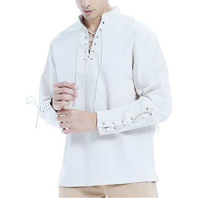 Pirate Style Lace-up Design Shirt