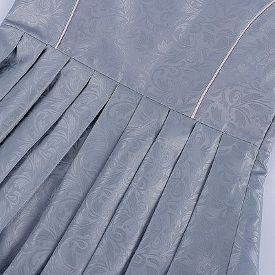 Oktoberfest Gray Dirndl Dress with Pink Lace Apron