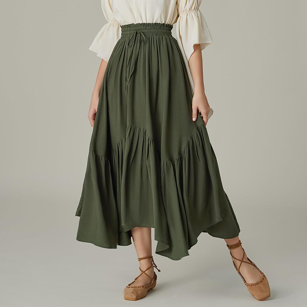 Renaissance High Waist Maxi Skirts with Pockets