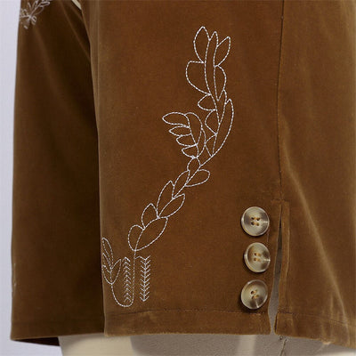 Oktoberfest Bavarian Embroidered Brown Lederhosen