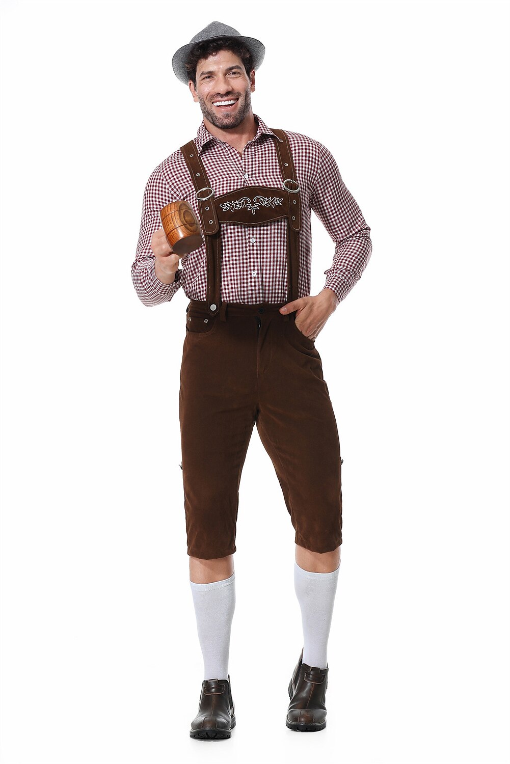 Oktoberfest Men’s Costume Set with Shirt, Suspenders and Hat