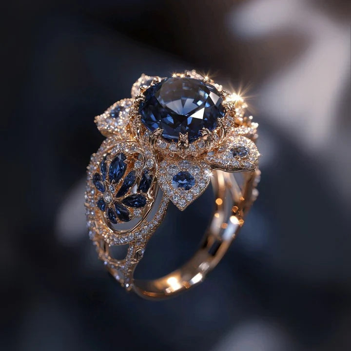 Saphir Blume Exotischer Ring
