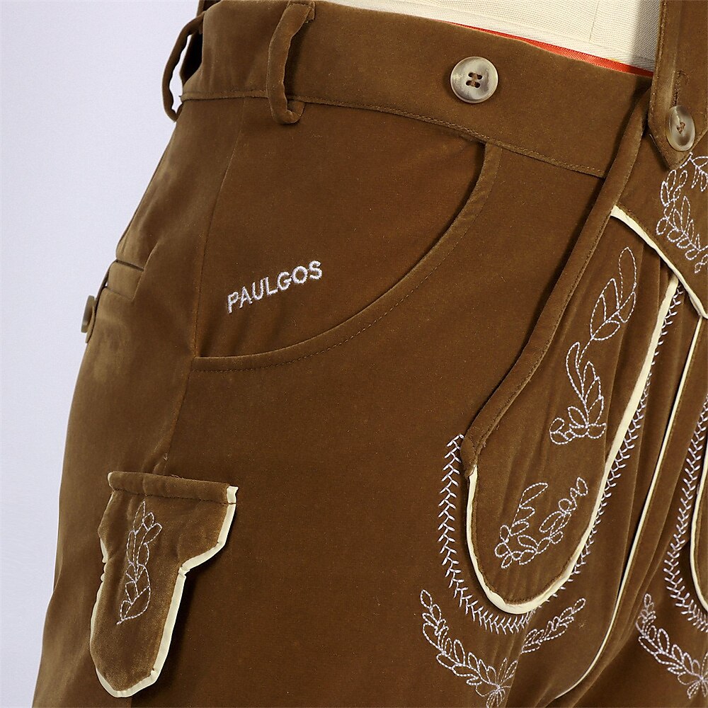 Oktoberfest Bavarian Embroidered Brown Lederhosen