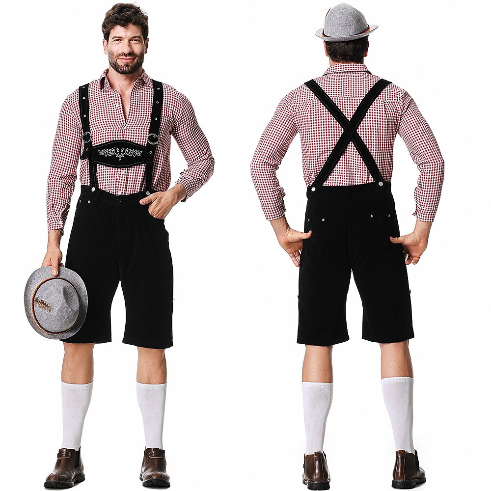 Oktoberfest Men’s Costume Set with Shirt, Suspenders and Hat