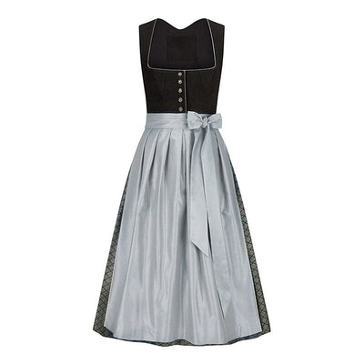 Oktoberfest Women's Black Silver Dirndl Dress with Apron