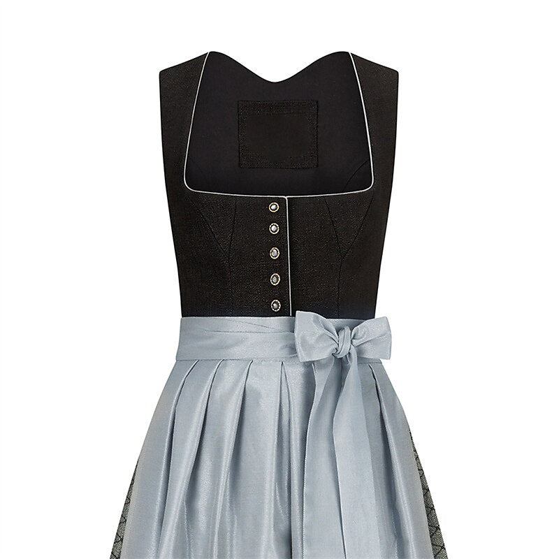 Oktoberfest Women's Black Silver Dirndl Dress with Apron