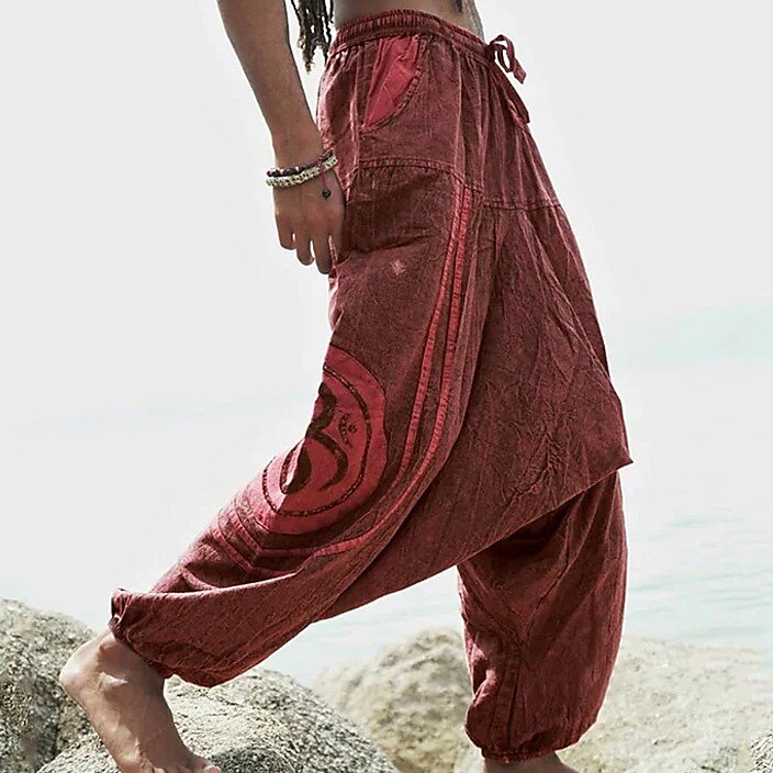 Retro Ethnic Style Loose Design Cotton Pants