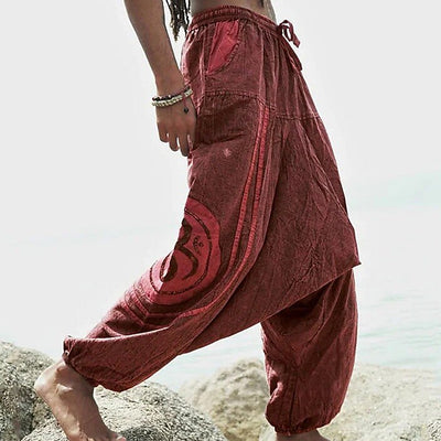 Retro Ethnic Style Loose Design Cotton Pants