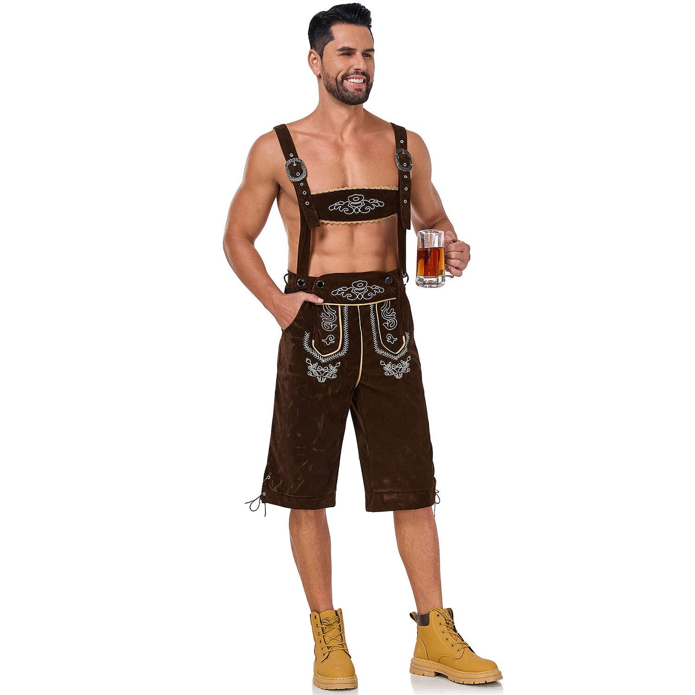 Oktoberfest Men’s Bavarian Embroidered Lederhosen