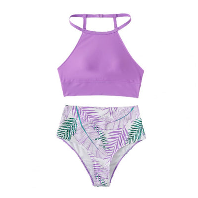 Heidi-Mode | Blumenmuster Hoch Tailliertes Badeanzug