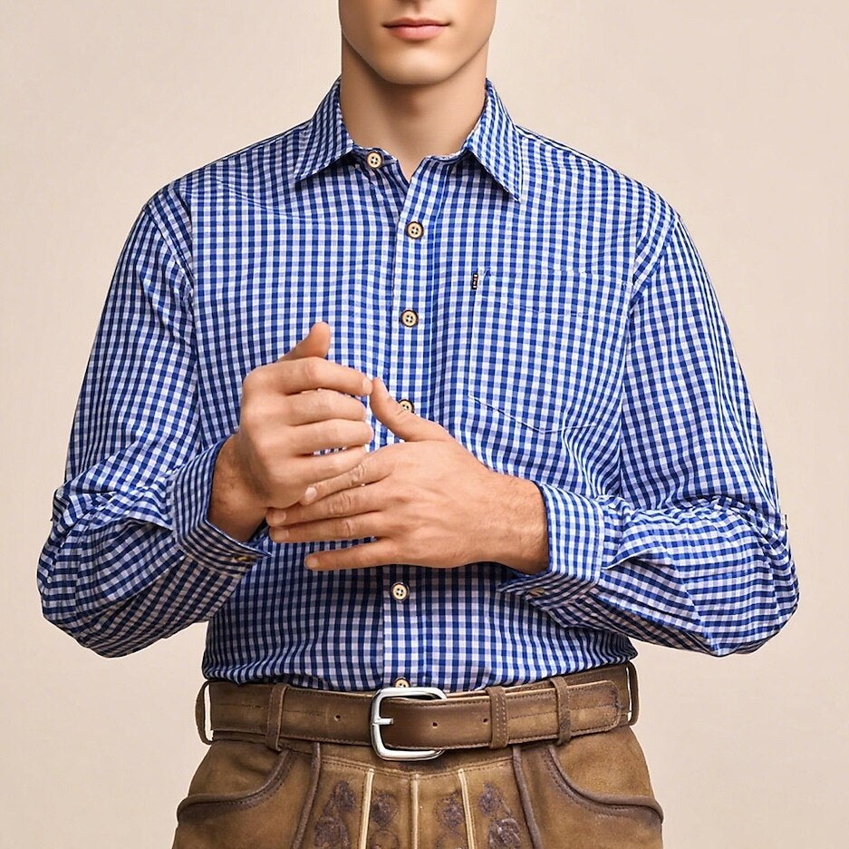 Men's Oktoberfest Gingham Long Sleeve Shirt