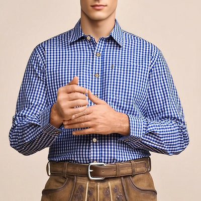 Men's Oktoberfest Gingham Long Sleeve Shirt