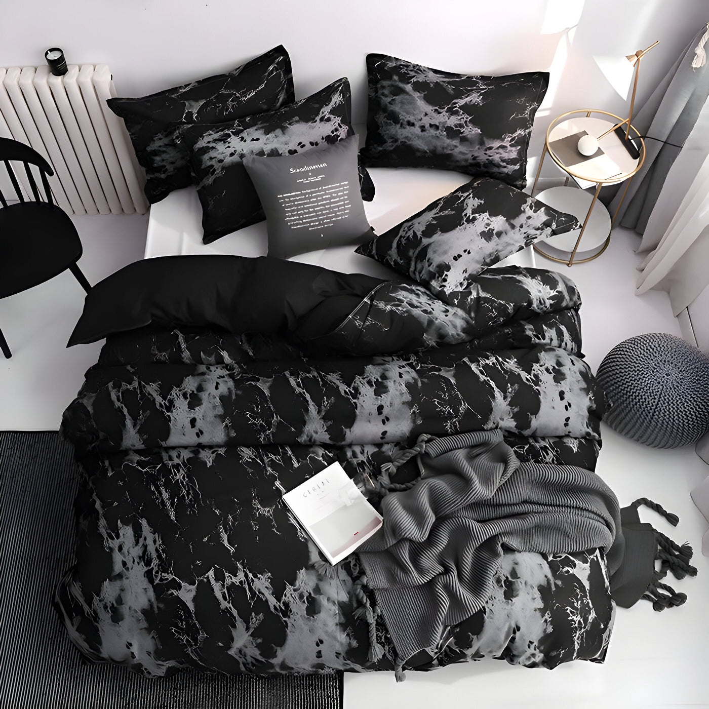 BlackBliss - Modernes Schwarzes Bettbezugs-Set