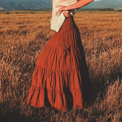 Retro Style Cotton Basic Wrap Skirt with Two Way Wear Design