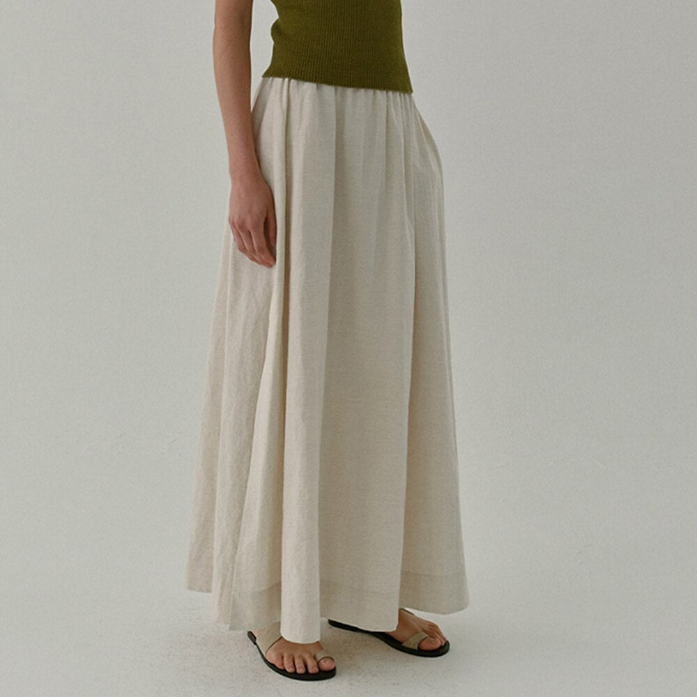 Classic Cotton Linen Blend Skirt